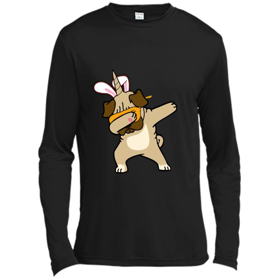 Easter Bunny Dabbing Pug Dog Pugicorn Tshirt Unicorn Tee Long Sleeve Moisture Absorbing Shirt