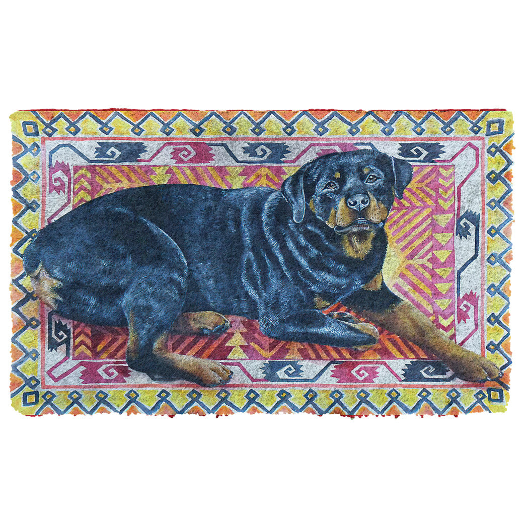 Gearhumans 3D Happy Rottweiler Custom Doormat