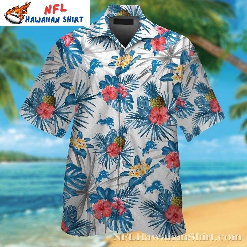 Exotic Pineapple And Hibiscus Detroit Lions Tropical Hawaiian Shirt