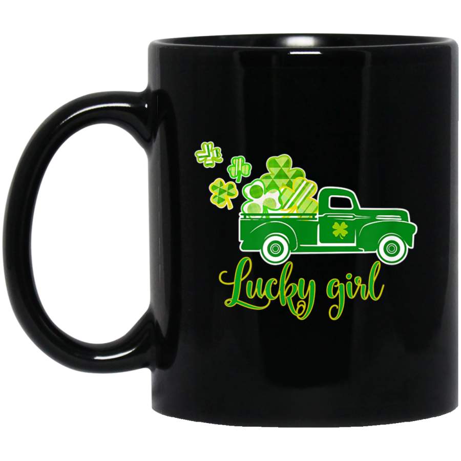 St Patricks Day Mug with Vintage Truck and Shamrocks