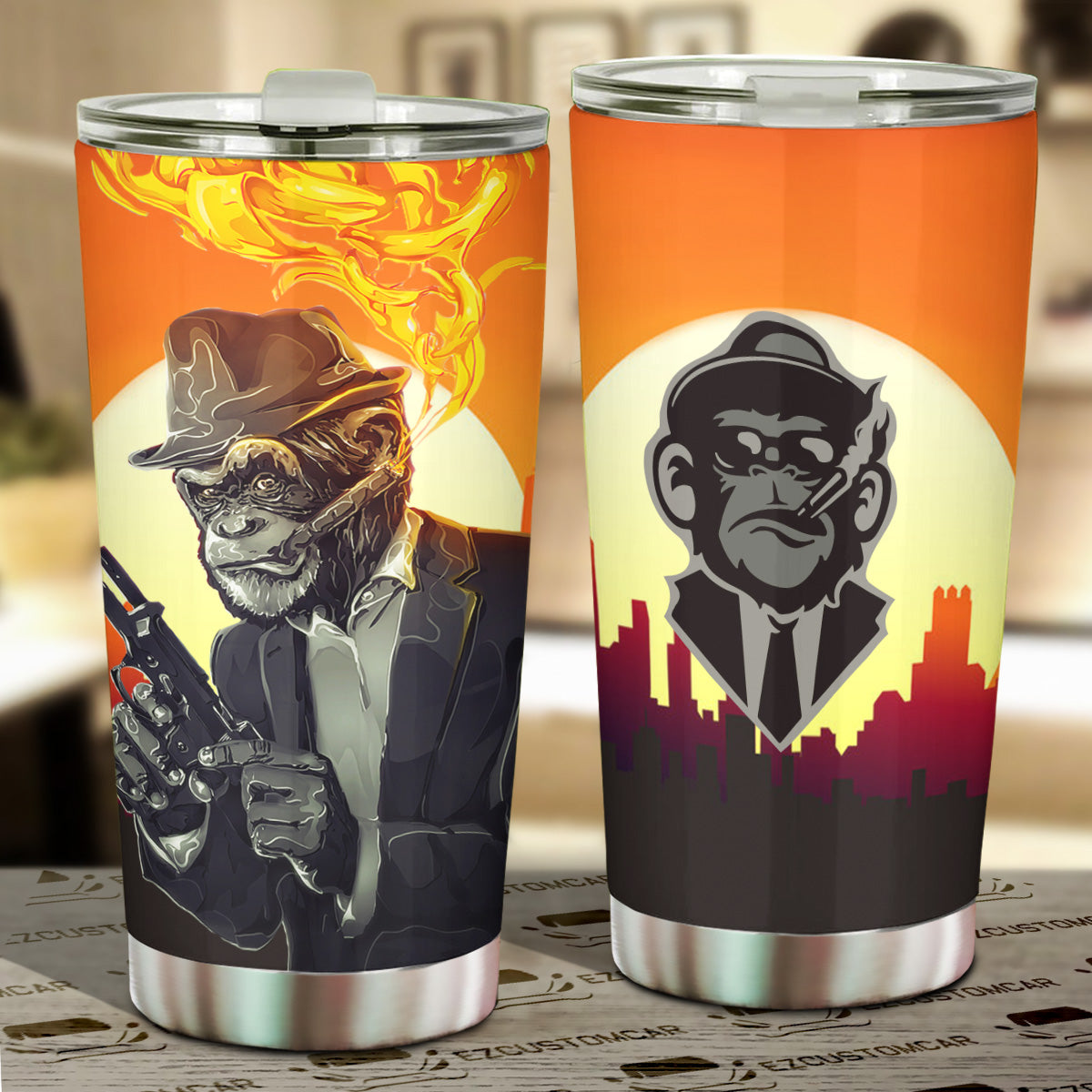 Smoke Monkey Car Tumbler Cup Custom Animal Car Accessories