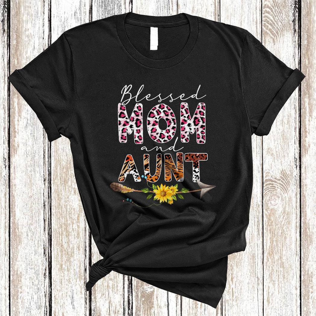 Blessed Mom And Aunt Funny Happy Mother’S Day Flower Floral Leopard Plaid Family Gifts T-Shirt