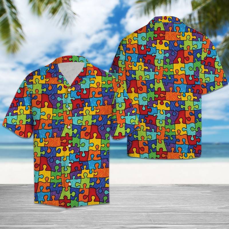 Autism Awareness Colorful Puzzle G5807- Hawaiian Shirt