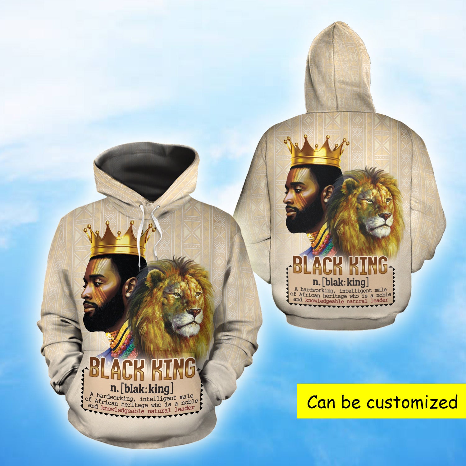 Lion Black King Hoodie | All Over Hoodie S – 5Xl