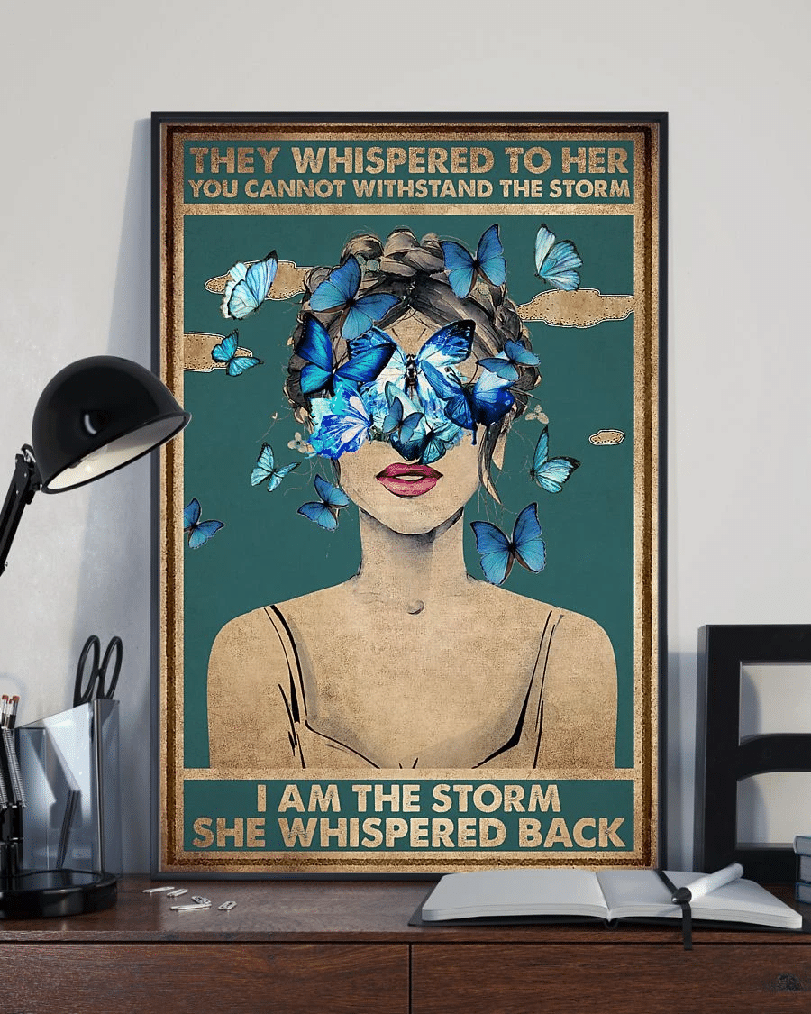 Blue Butterfly Poster Canvas – I Am The Storm Vintage Home Decor Wall Art Evg81594