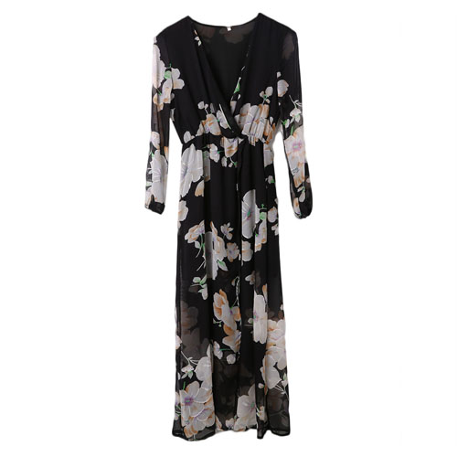 2021 Summer Retro Boho Printing Floral Long Dresses Women Ladies Long Sleeve Evening Party Maxi Dress Vestidos alx