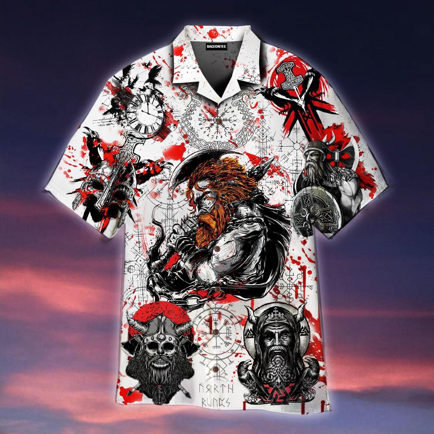 Viking On Red Moon Hawaii Shirt For Men Women Ha53625