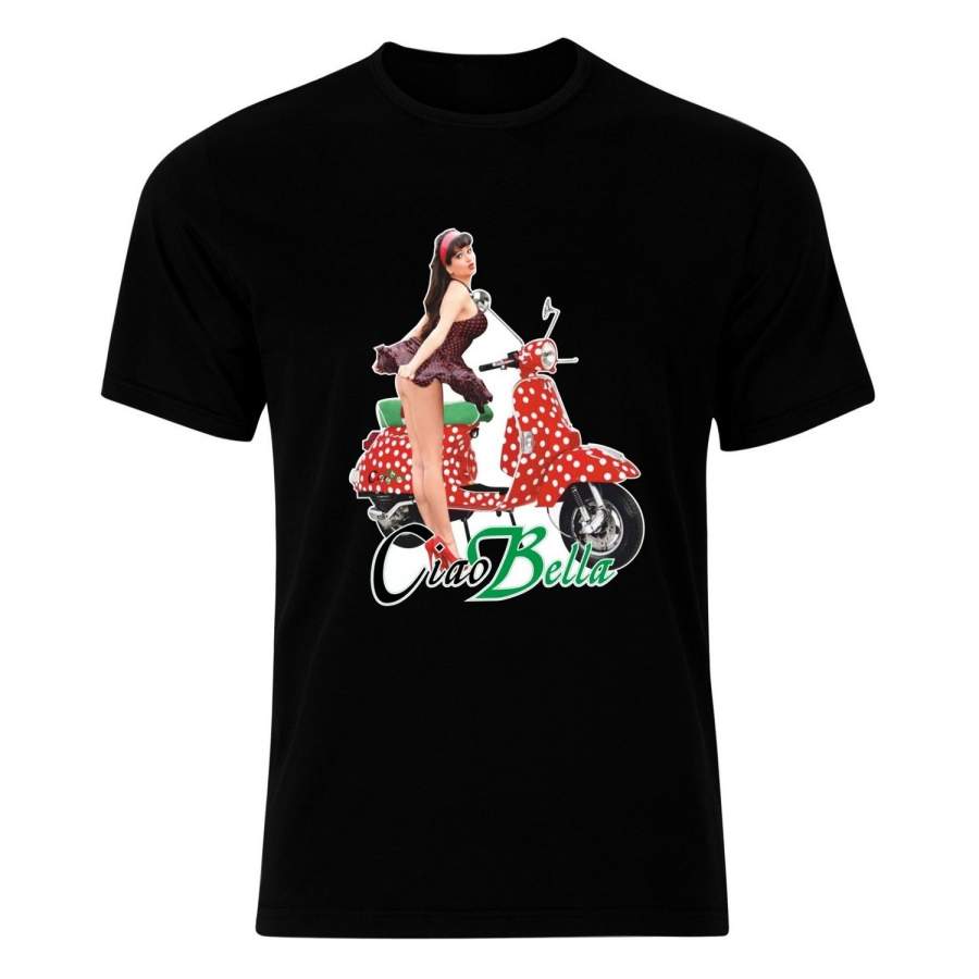 Vintage Retro Classic Scooter Pin Up Girl Men T Shirt Men Shirts T Shirts Fashion Casual Tee Tops Short Sleeve Tees Clothing