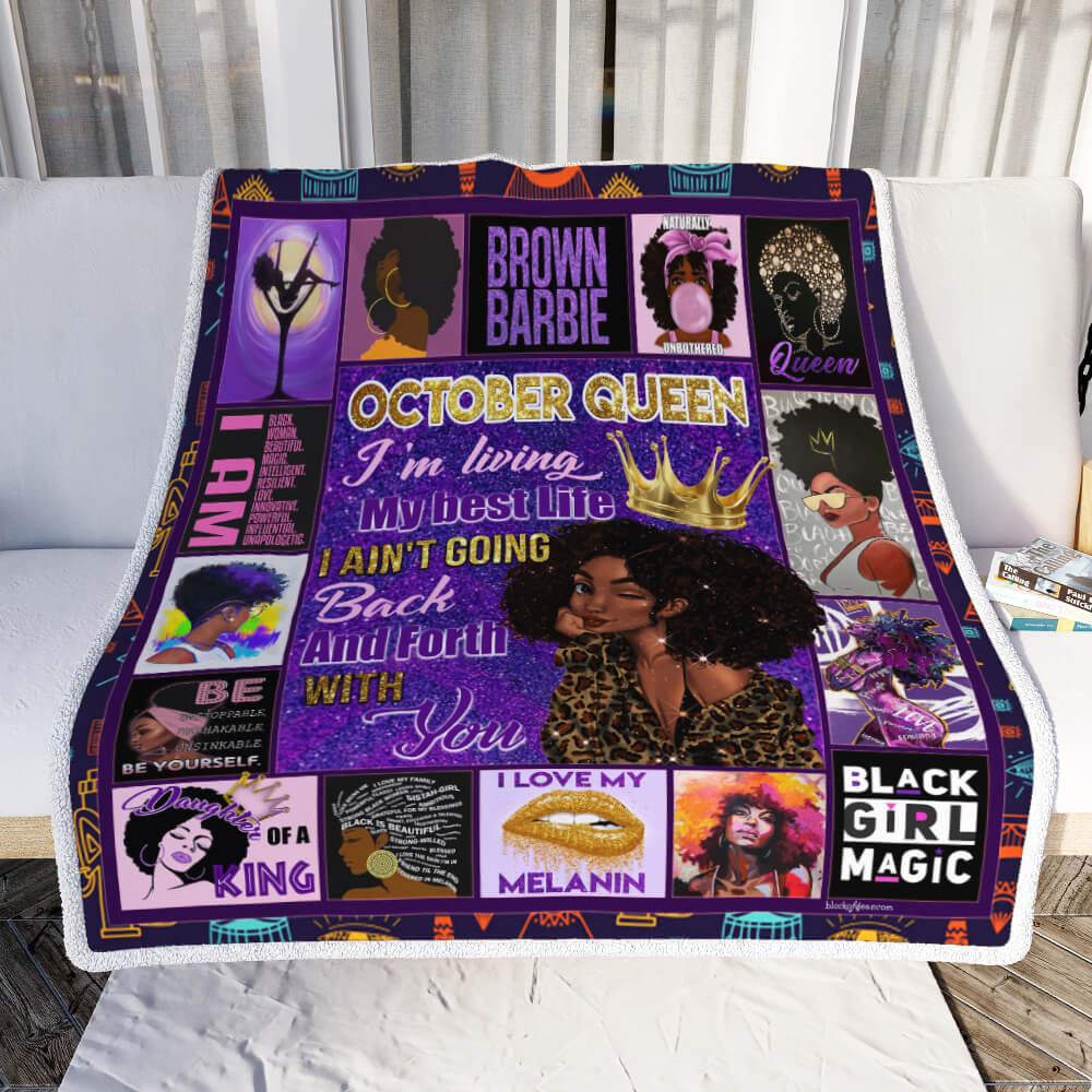 October Girl Black Queen Sofa Throw Blanket