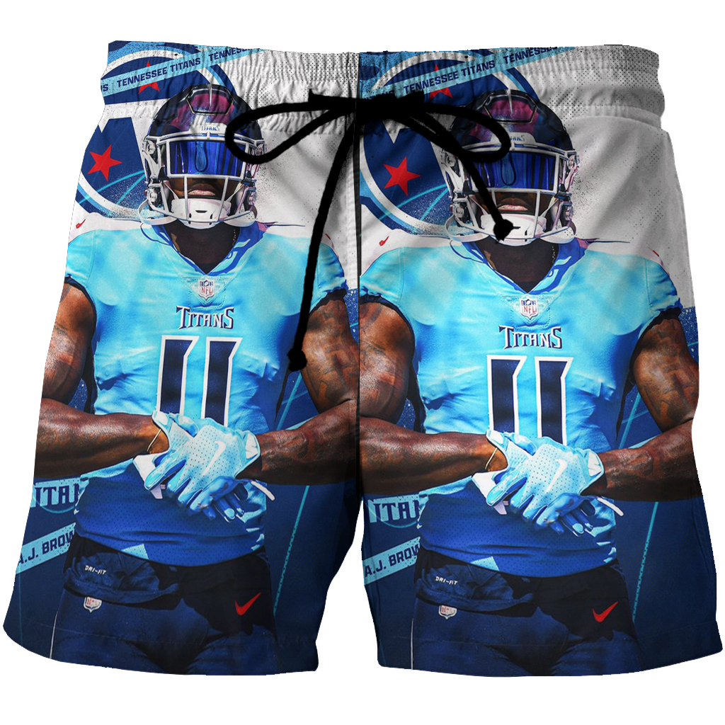 Tennessee Titans A J Brown2 3D All Over Print Summer Beach Hawaiian Short