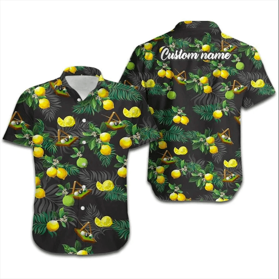 Shop From 1000 Unique Custom Name Billiard Lemon Tropical Black Hawaii Aloha Shirts Ha52592