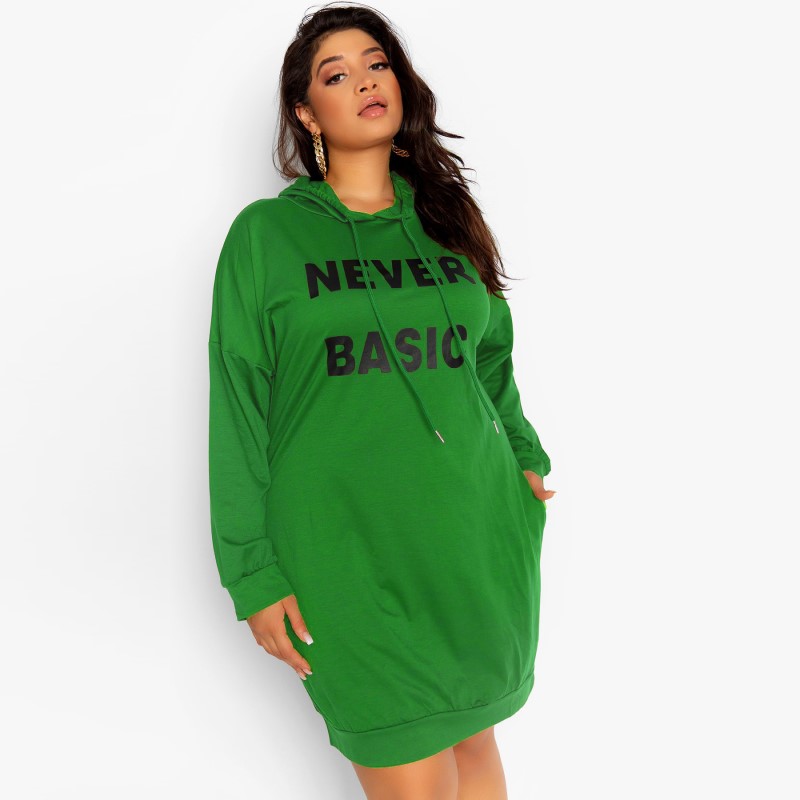 XL-5XL Women Winter Clothing 2021 Plus Size Dresses Hoodies Long Sleeve Loose Army Green Casual Sexy Wholesale Dropshipping alx