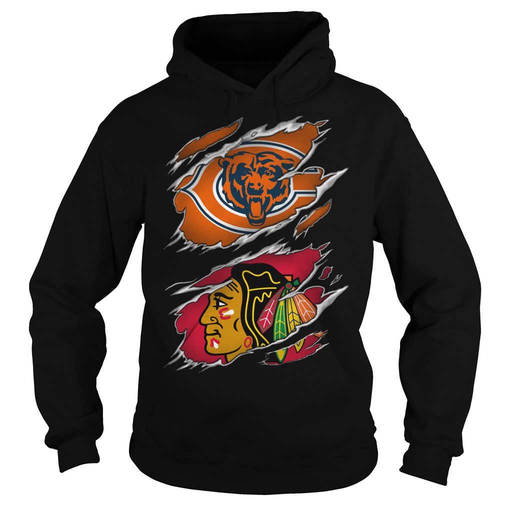 Chicago Bears And Chicago Blackhawks Football Ice Hockey Team Fans Sporty Women Men Shirts