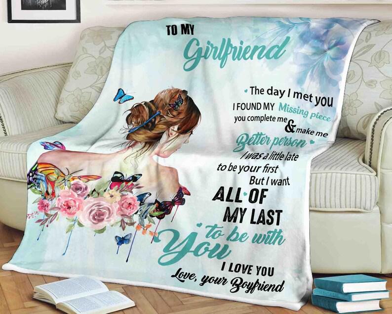 To My Girlfriend All Of My Last To Be With You Fleece Blanket Gift For Family,Birthday,Girlfriend,Couple,Gift Home Decor Bedding Couch Sofa Soft And Comfy Cozy