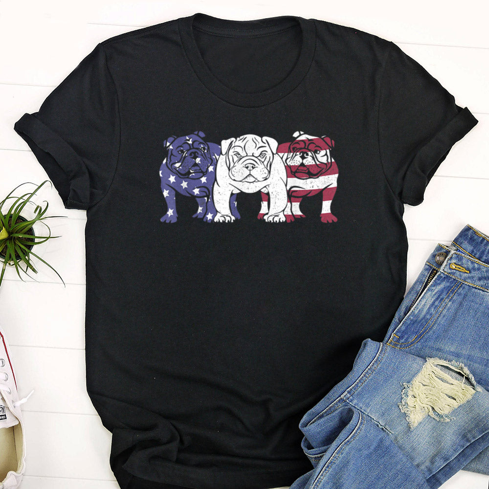 Unique English Bulldog Dog American Flag Retro Puppy Lover T-Shirt – Furlidays