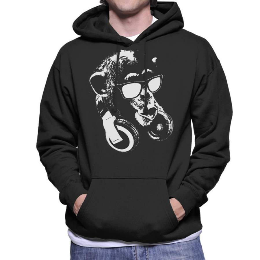 Monkey DJ Svartvit Men’s Hooded Sweatshirt