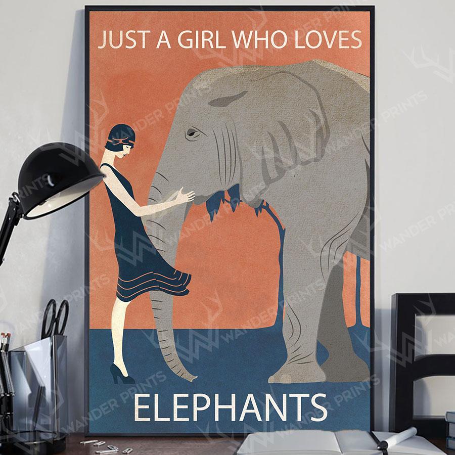 Vintage Girl Who Loves Elephant – Poster