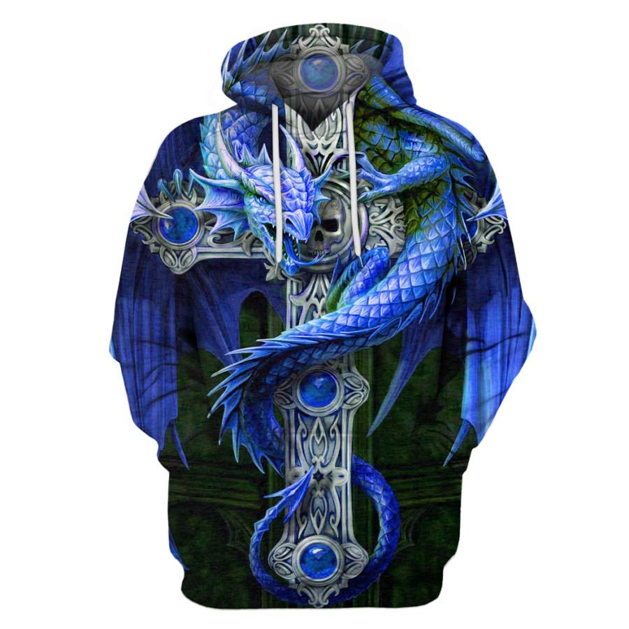 3D All Over Print Blue Dragon Hoodie