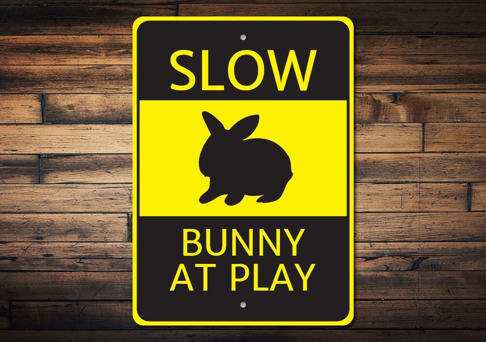 Bunny At Play Sign, Bunny Gift, Bunny Decor, Bunny Owners, Gift for Bunny’s, Bunny Lovers Sign, Wooden Kid Gifts, Quality Metal Pet Signs