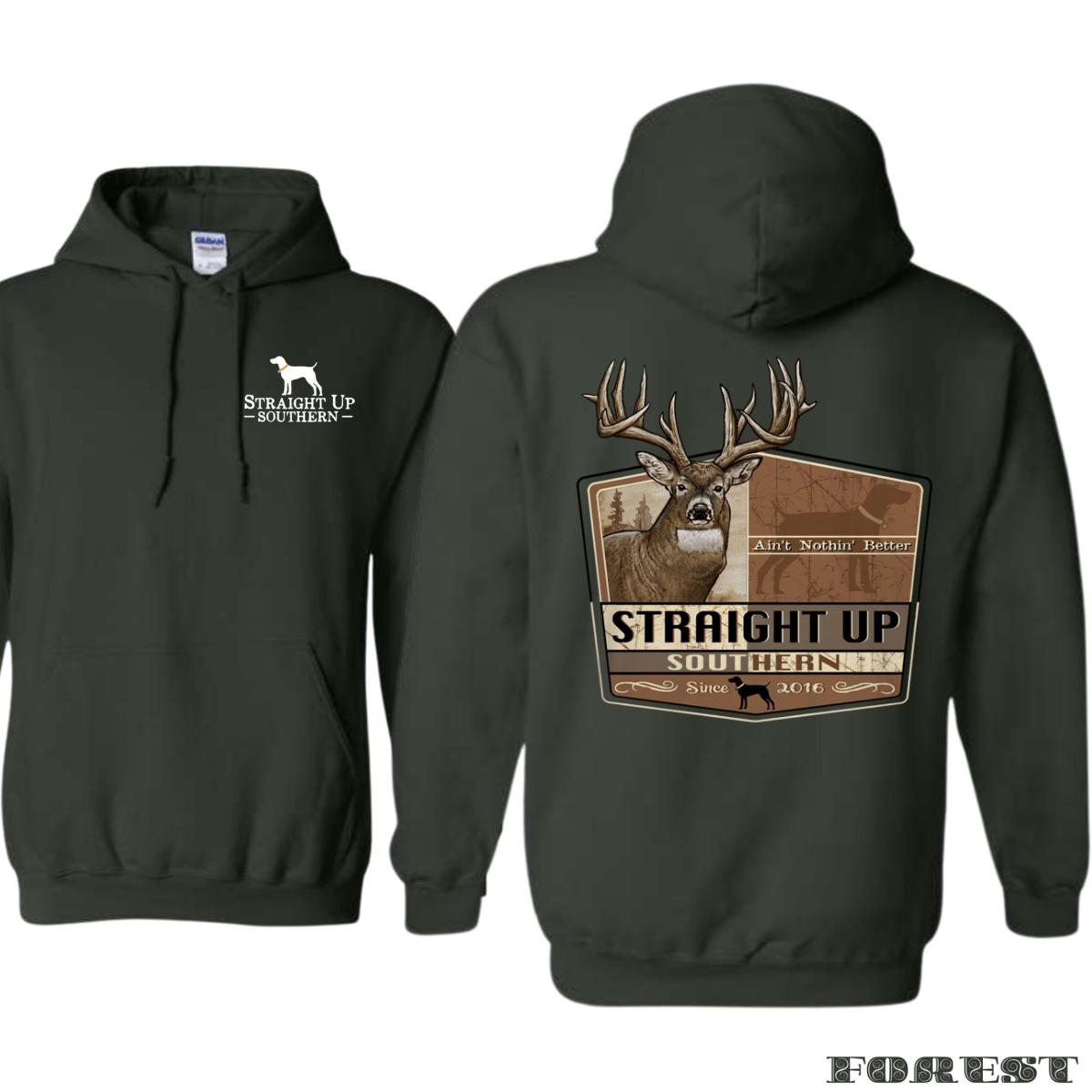 Straight Up Southern Deer Hoodie With Rustic Country Design Since 2016 Ideal For Hunters And Nature Enthusiasts Casual Outdoor Wear #RusticStyle #DeerGear #StraightUpSouthern
