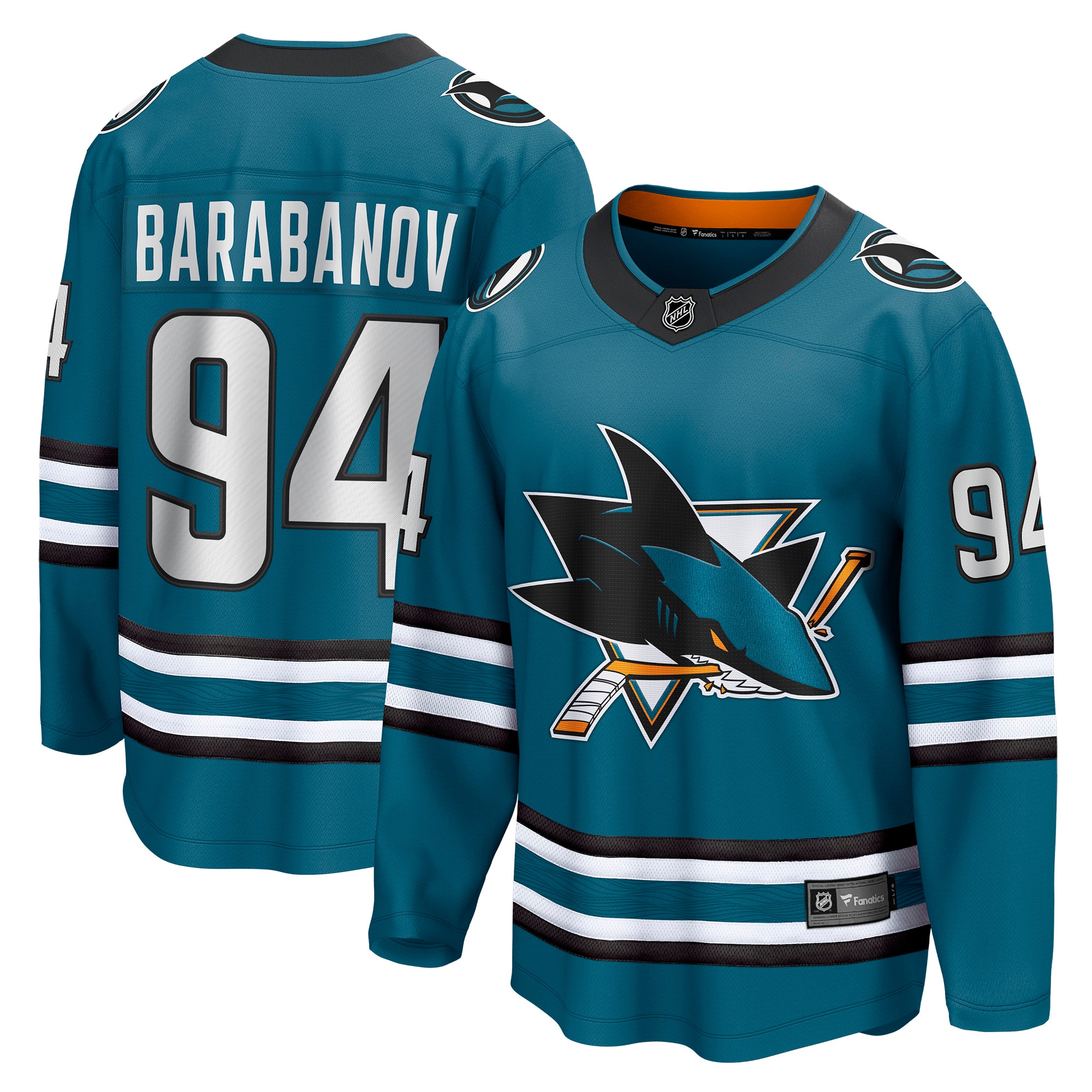 Alexander Barabanov San Jose Sharks Branded Home Breakaway Player Jersey – Teal