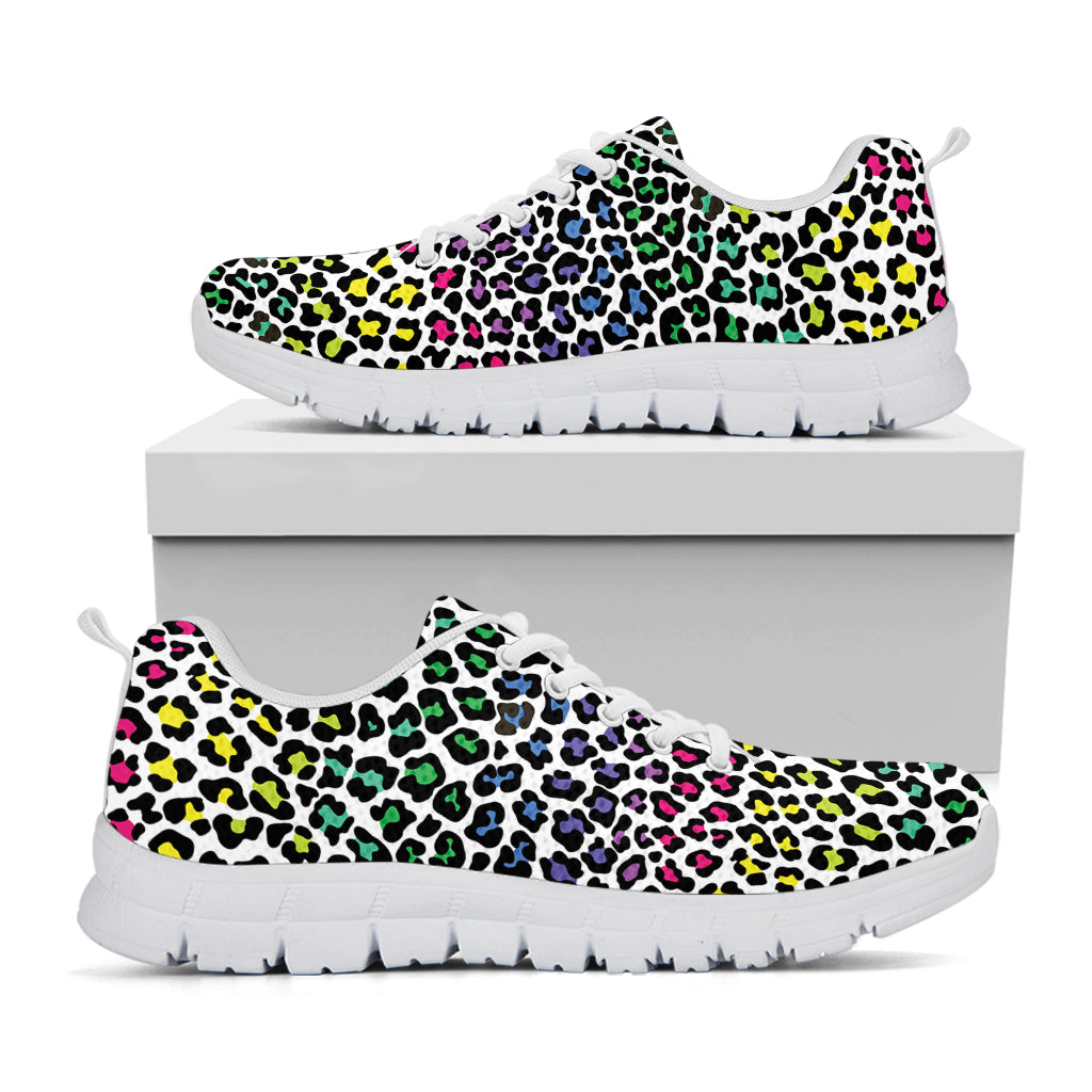 Colorful Leopard Print White Sneakers