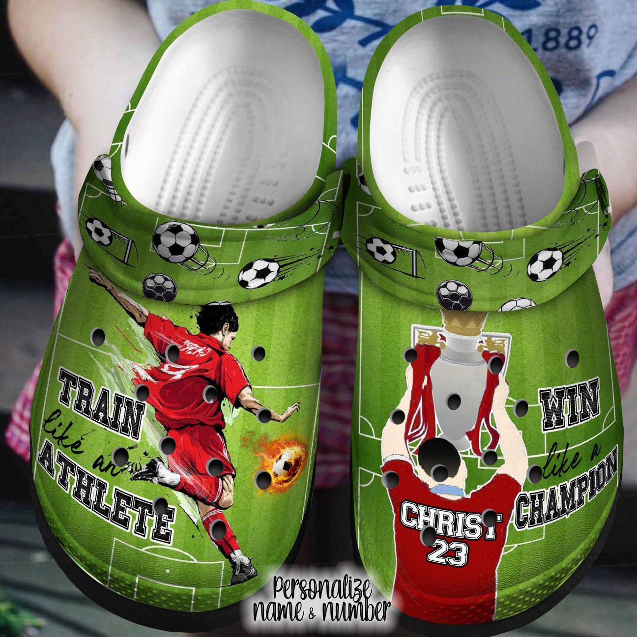 Soccer Personalized Clog, Custom Name, Text, Color, Number Fashion Style For Women, Men, Kid, Print 3D Win Like A Champion