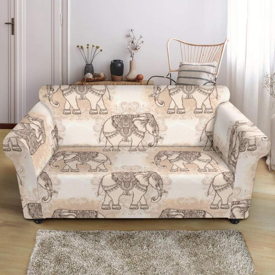 Indian Tribal Elephant Print Loveseat Cover