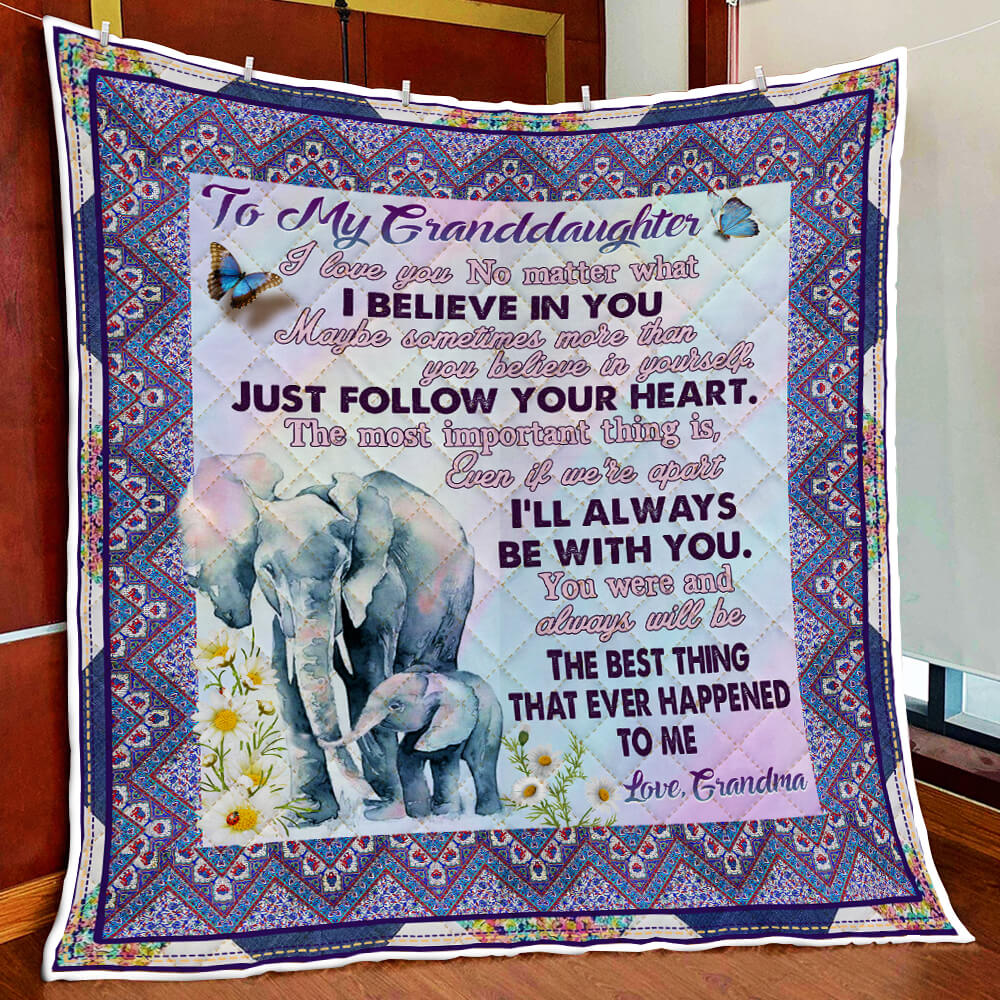 My Beautiful Elephant Granddaughter Quilt Blanket