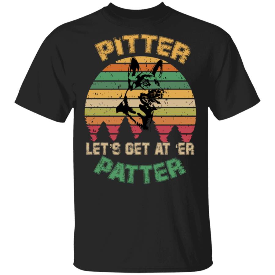 Pitter Patter German Shepherd Dog Funny Vintage Retro Shirt G500 Gildan 5.3 oz. T-Shirt