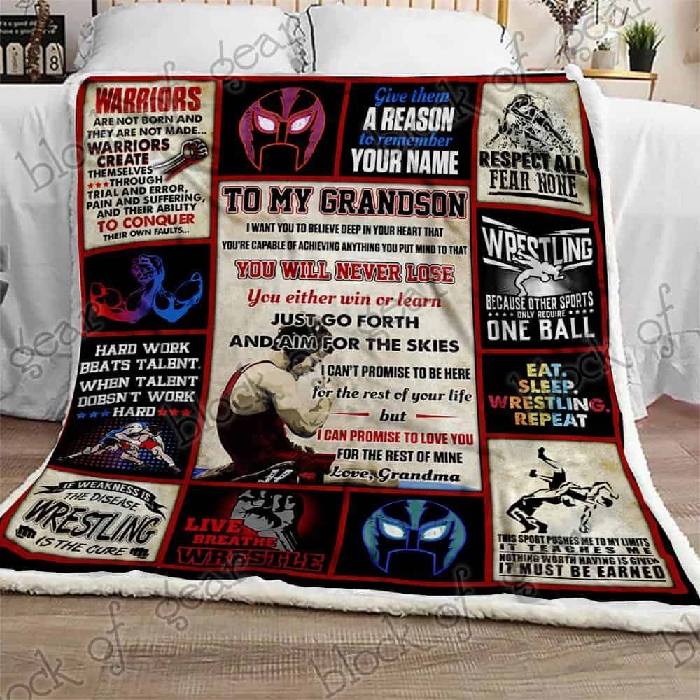 Wrestling Grandson, Love, Grandma Sofa Throw Blanket