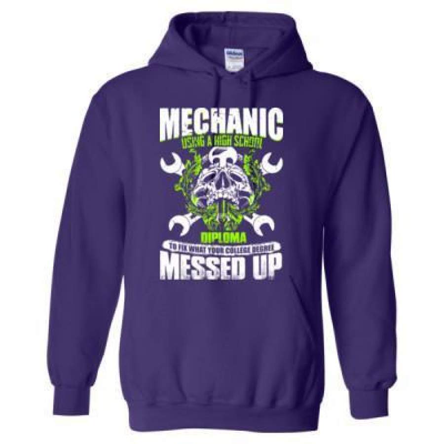 AGR Mechanic Using High School Diploma College Degree Messed Up – Heavy Blend™ Hooded Sweatshirt