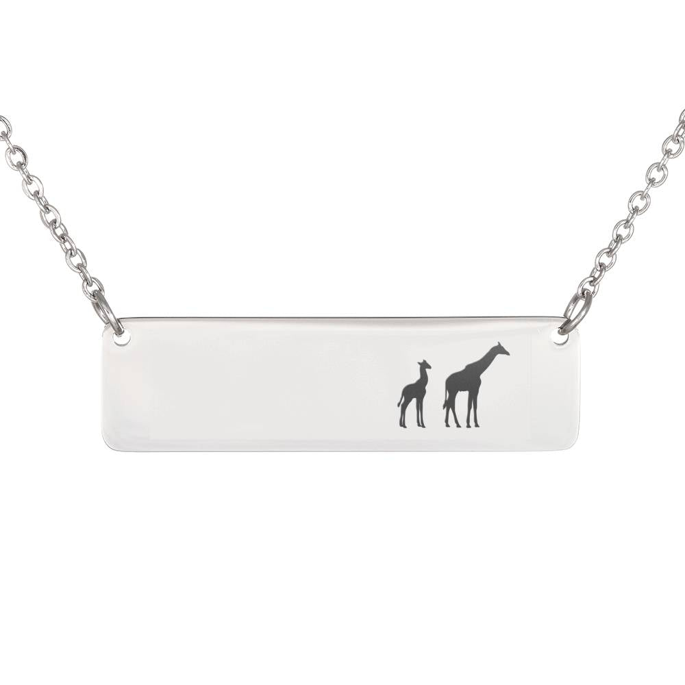 Personalized Mama Giraffe + 1 Baby Giraffe – Necklace