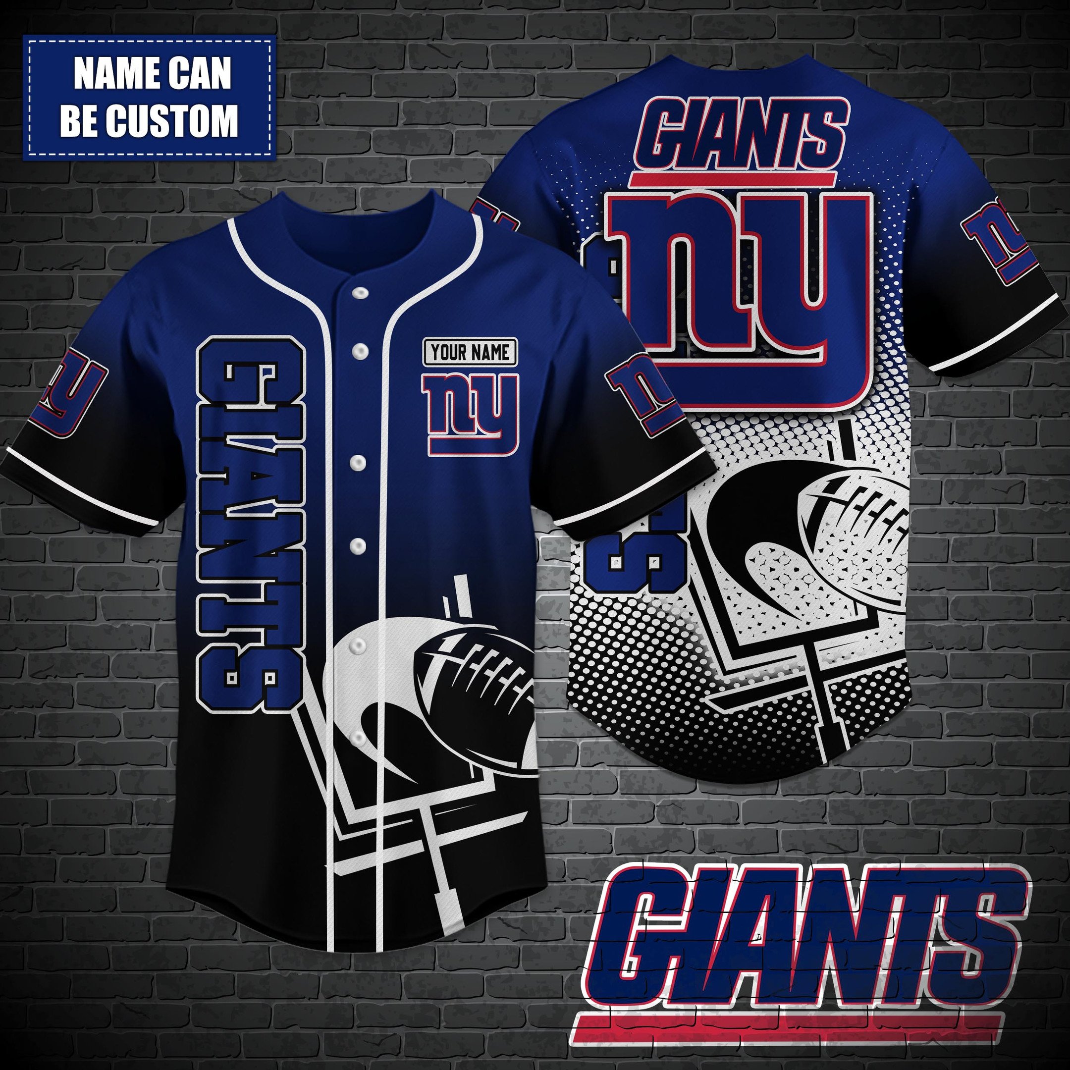 New York Giants Custom Name Baseball Shirt T-44757