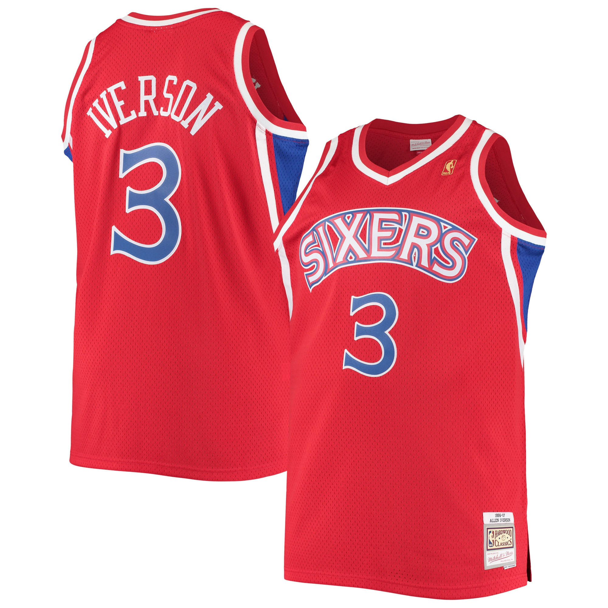 Allen Iverson Philadelphia 76ers Mitchell And Ness Big And Tall Hardwood Classics Swingman Player Jersey Red NBA