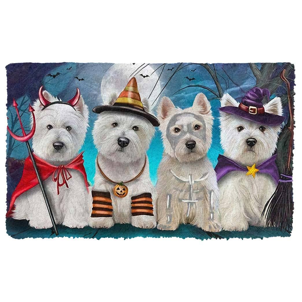 Gearhumans 3D Westie Dog Halloween Custom Doormat