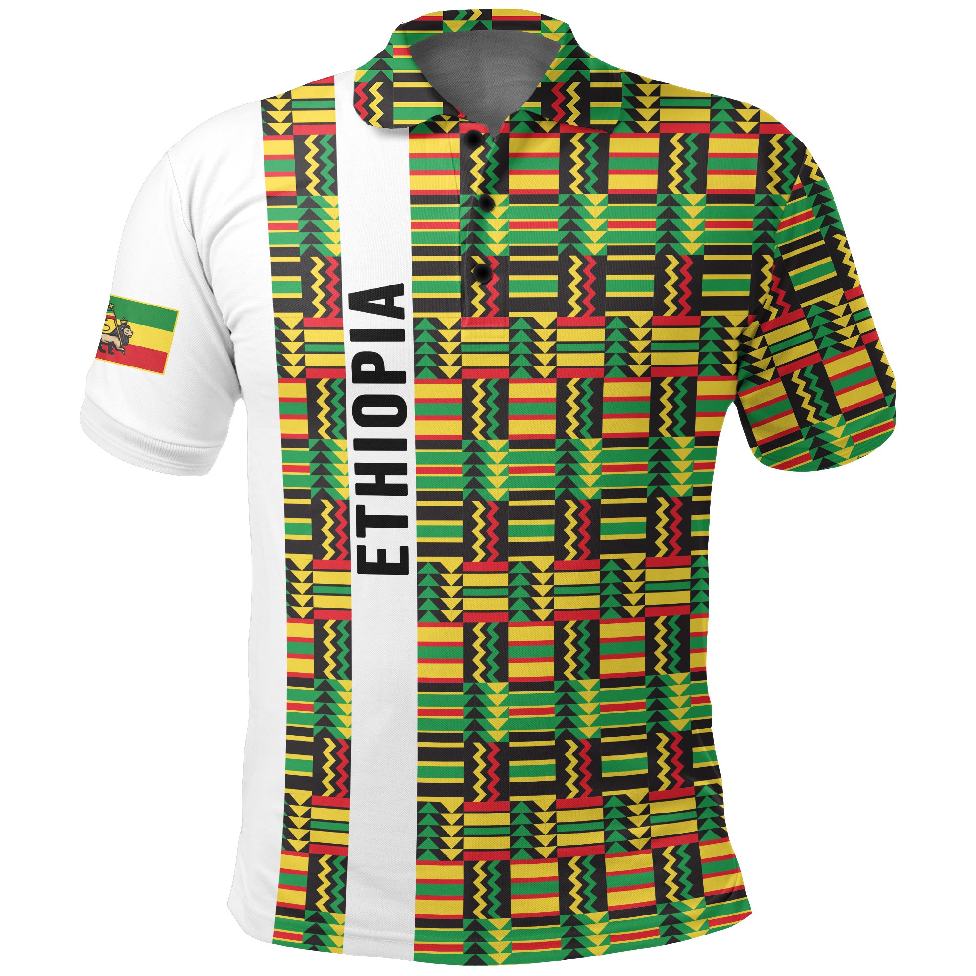 1stTheWorld Ethiopia Polo Shirt, Ethiopia Stripe African Pattern A10