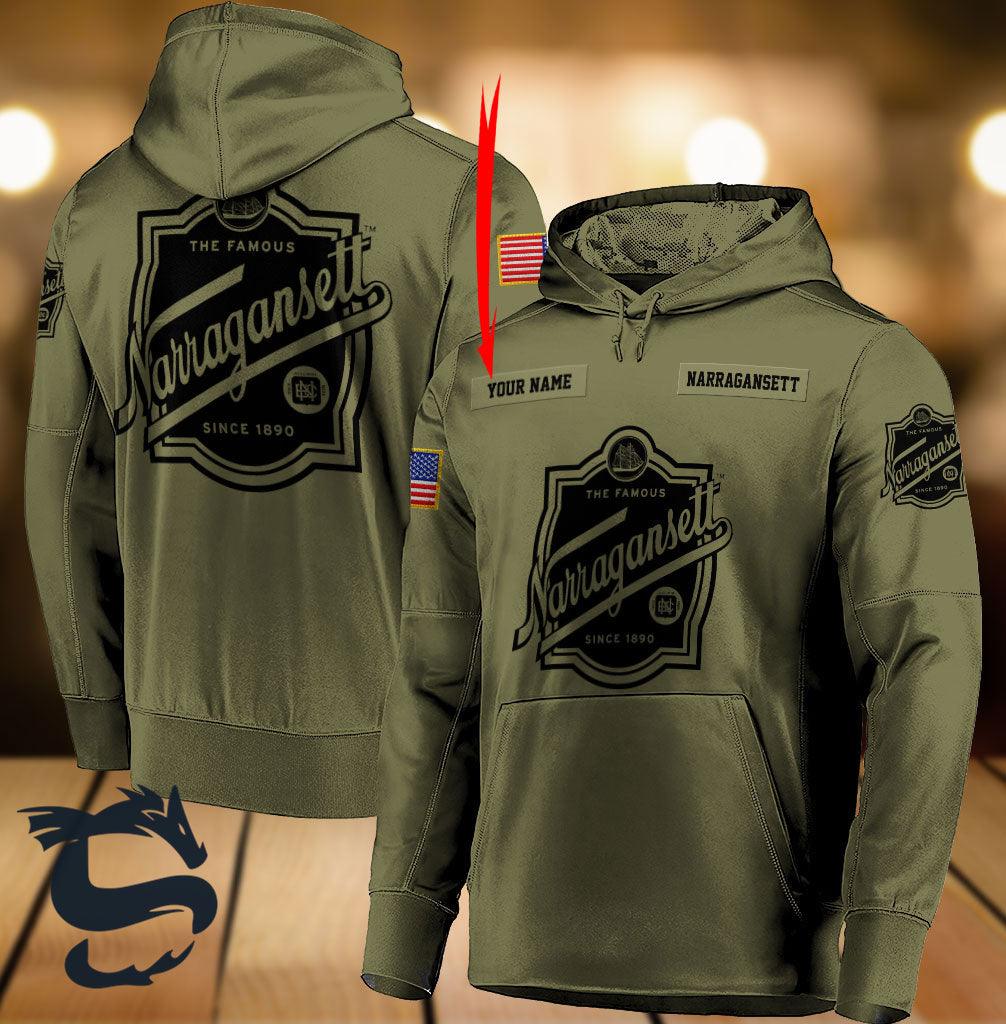Personalized Military Green Narragansett Beer Hoodie & Zip Hoodie
