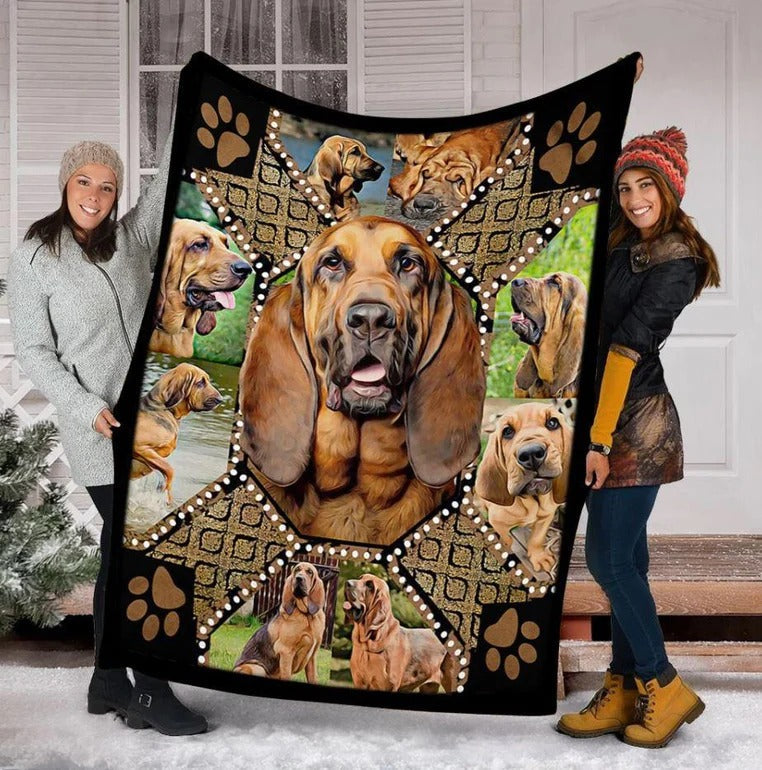 Bloodhound Blanket, Cute Bloodhound Embroidery Dog Lovers