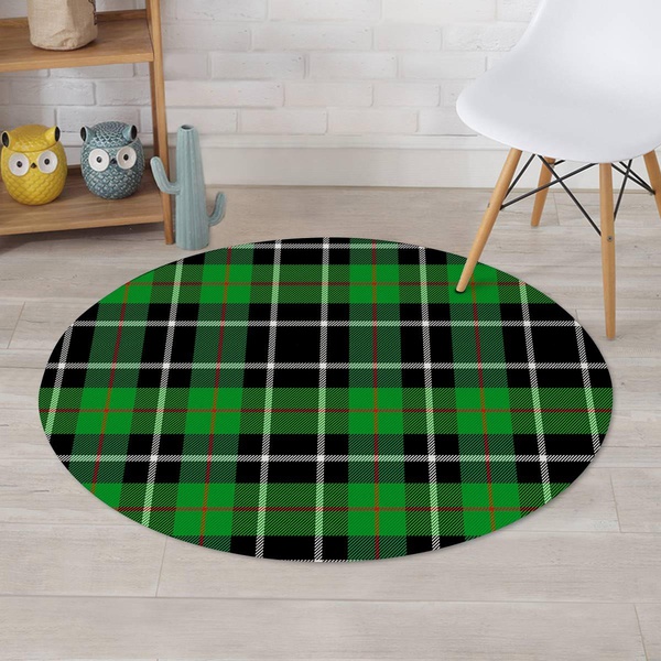 Christmas Tartan Green Plaid Scottish Round Rug