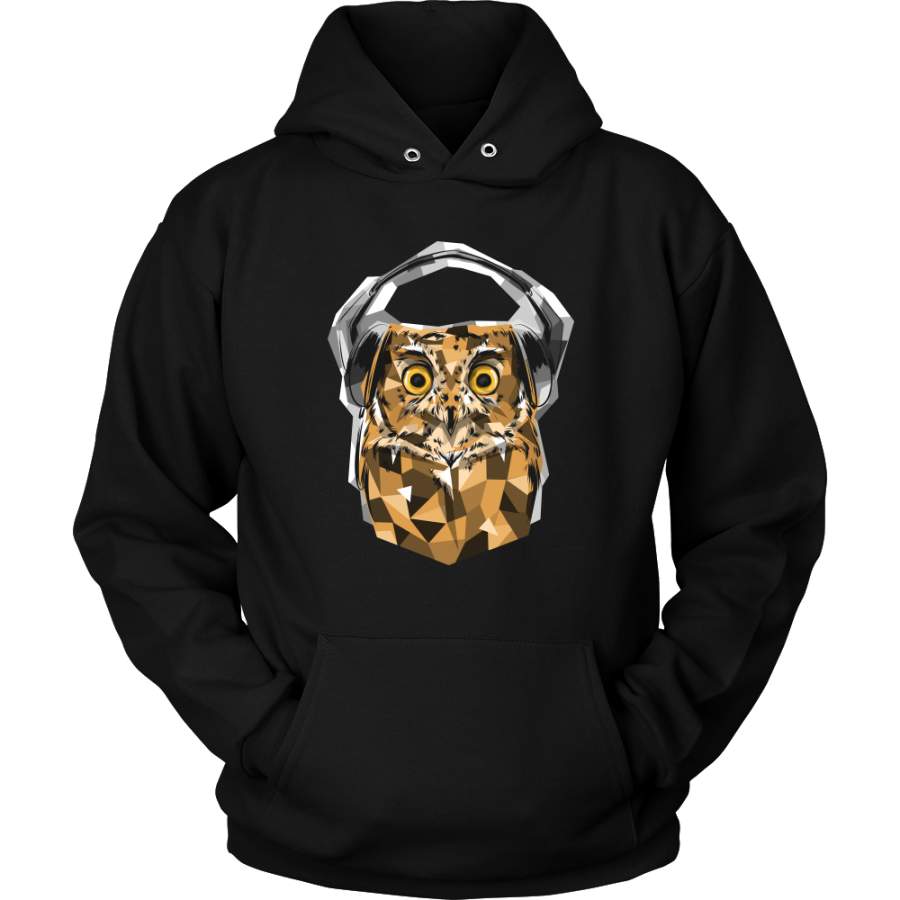 Animal Life Owl With Headphones Design on Hoodie