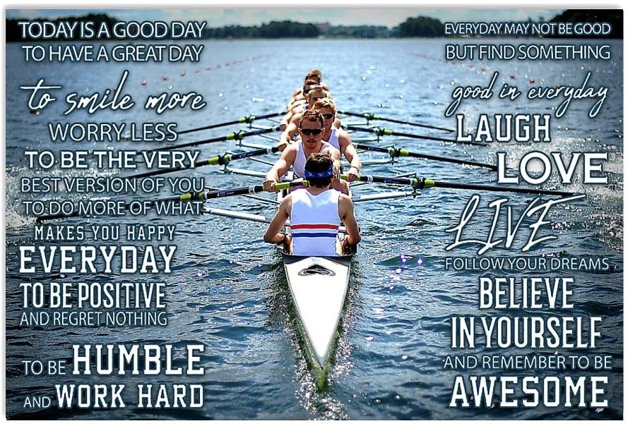 Vintage Rowing – Good Day Believe In Yourself Follow Your Dreams Poster Art Print      Home Decor Gift For Men Women Family Friend On Birthday Xmas