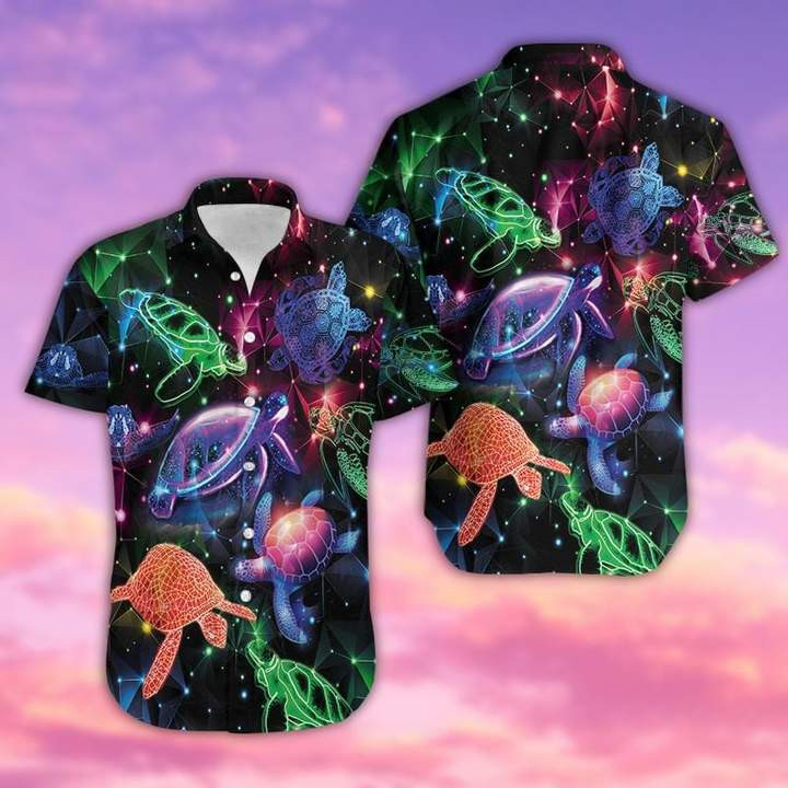 Neon Glowing Turtle Tropical Hawaii Shirt 131 Aloha Shirts Ha105998