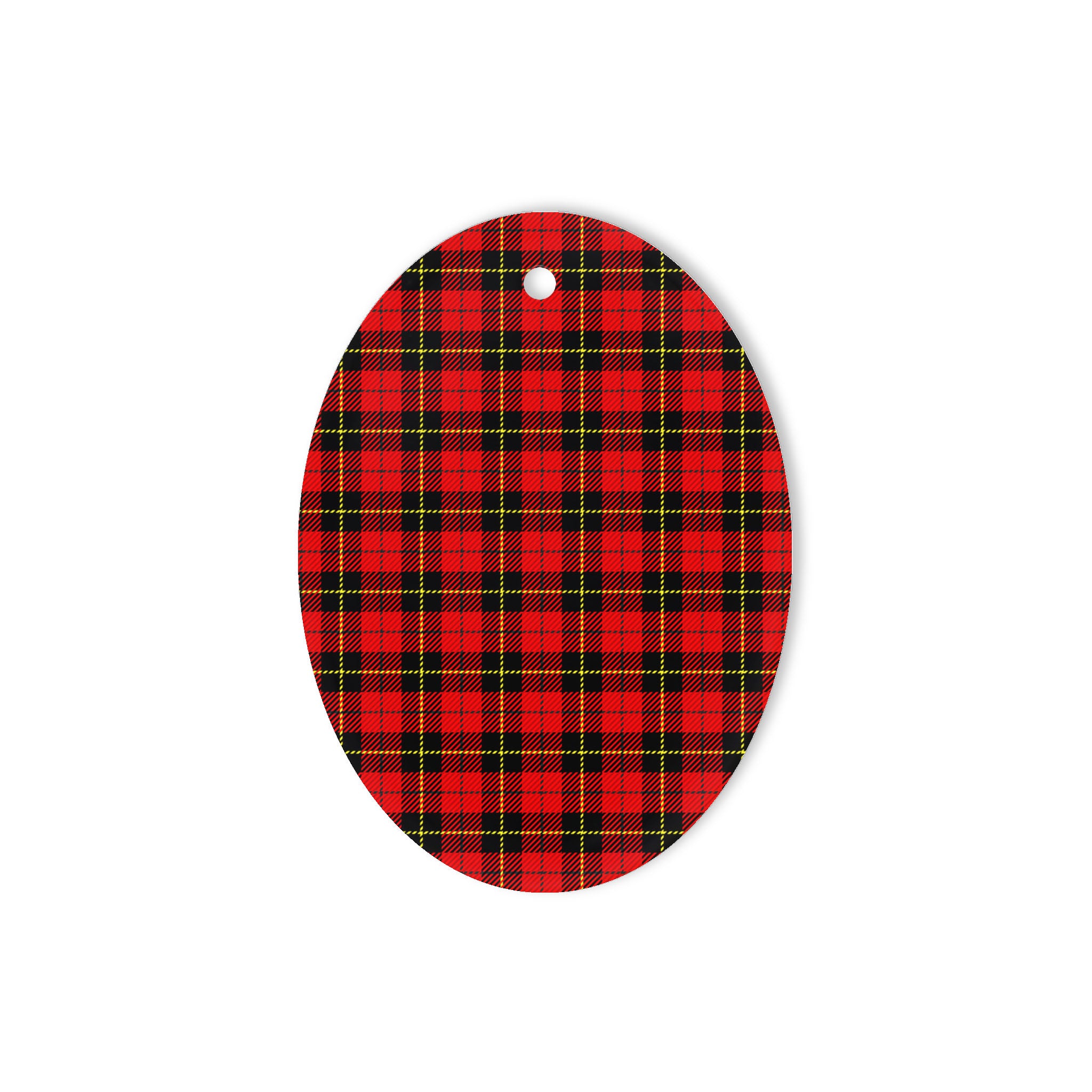 Wallace Tartan Oval Ornaments, Christmas Tree Ornament, Plaid Christmas Ornaments, Ceramic Oval Christmas Tree Decoration