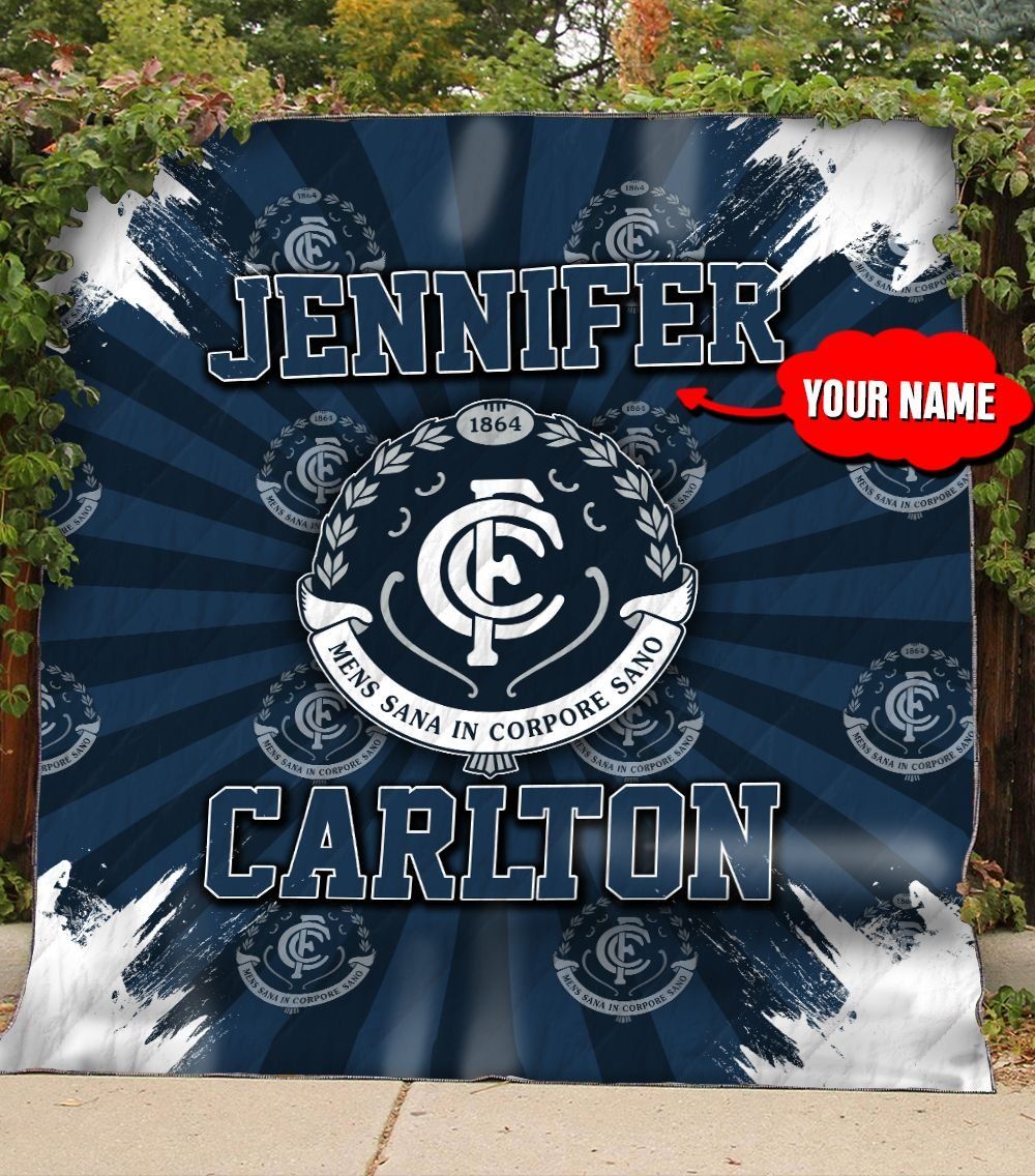 Personalized THAQT55 Carlton Football Club Quilt Blanket Name