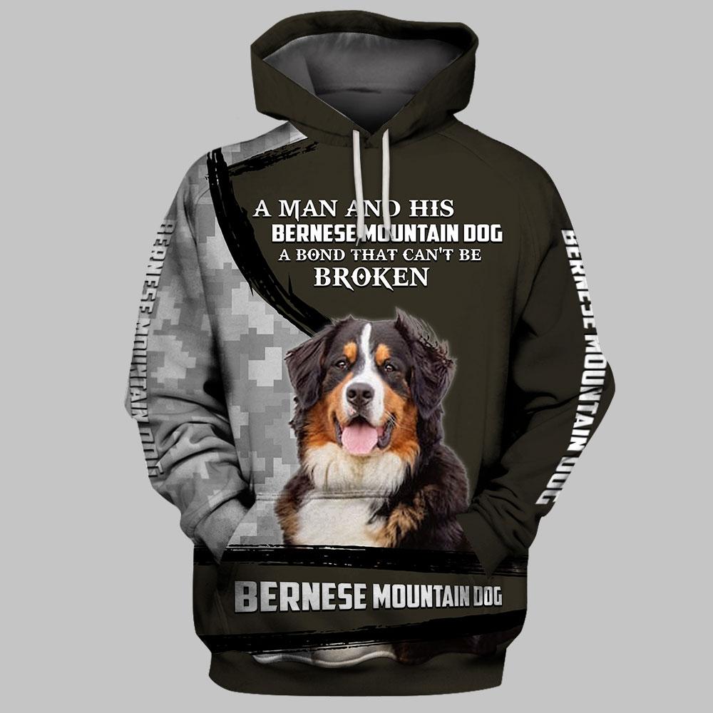 A Man And His Bernese Mountain Dog 3D Full Printing
