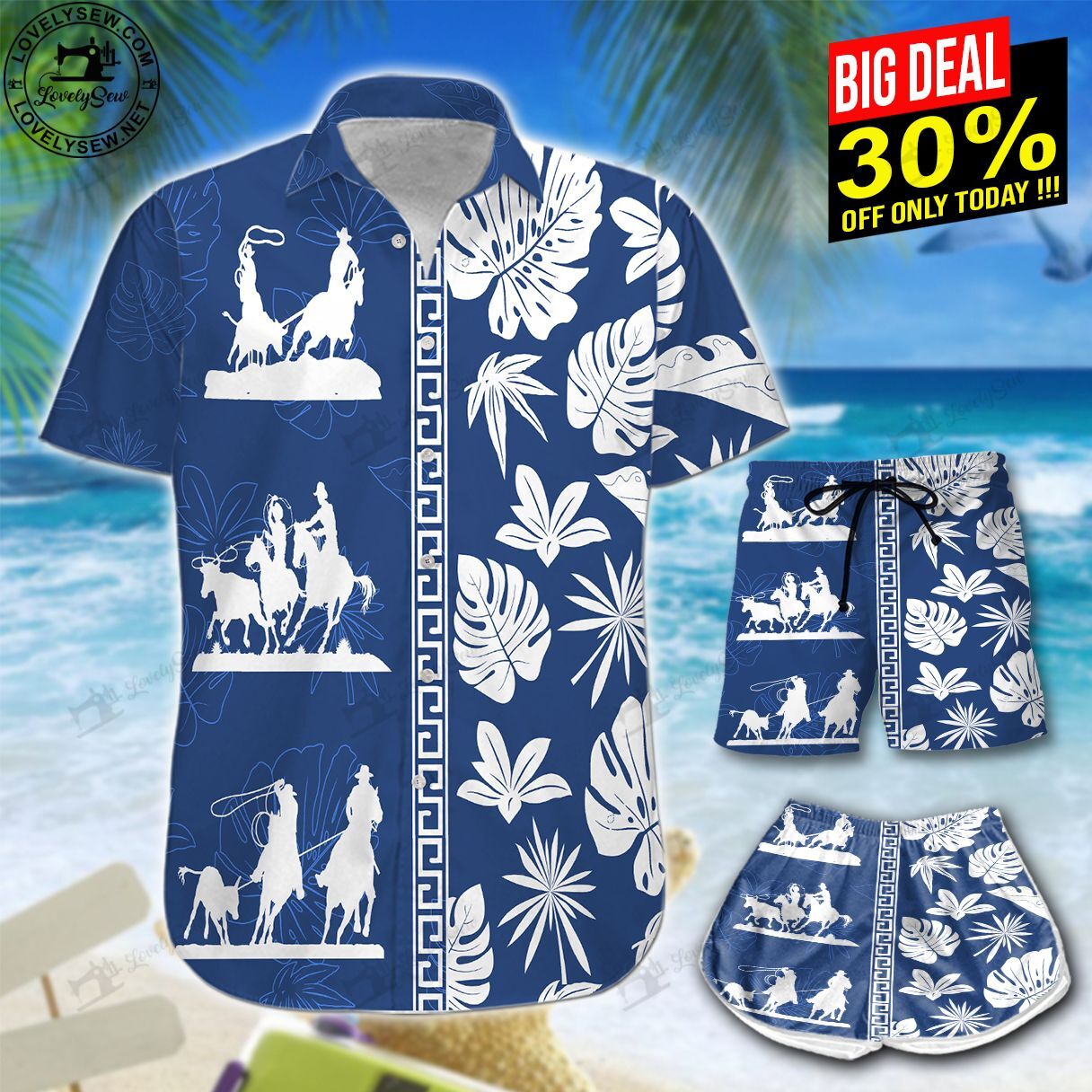 Bull Riding Leaves Hawaiian Shirt Shorts Ha67236