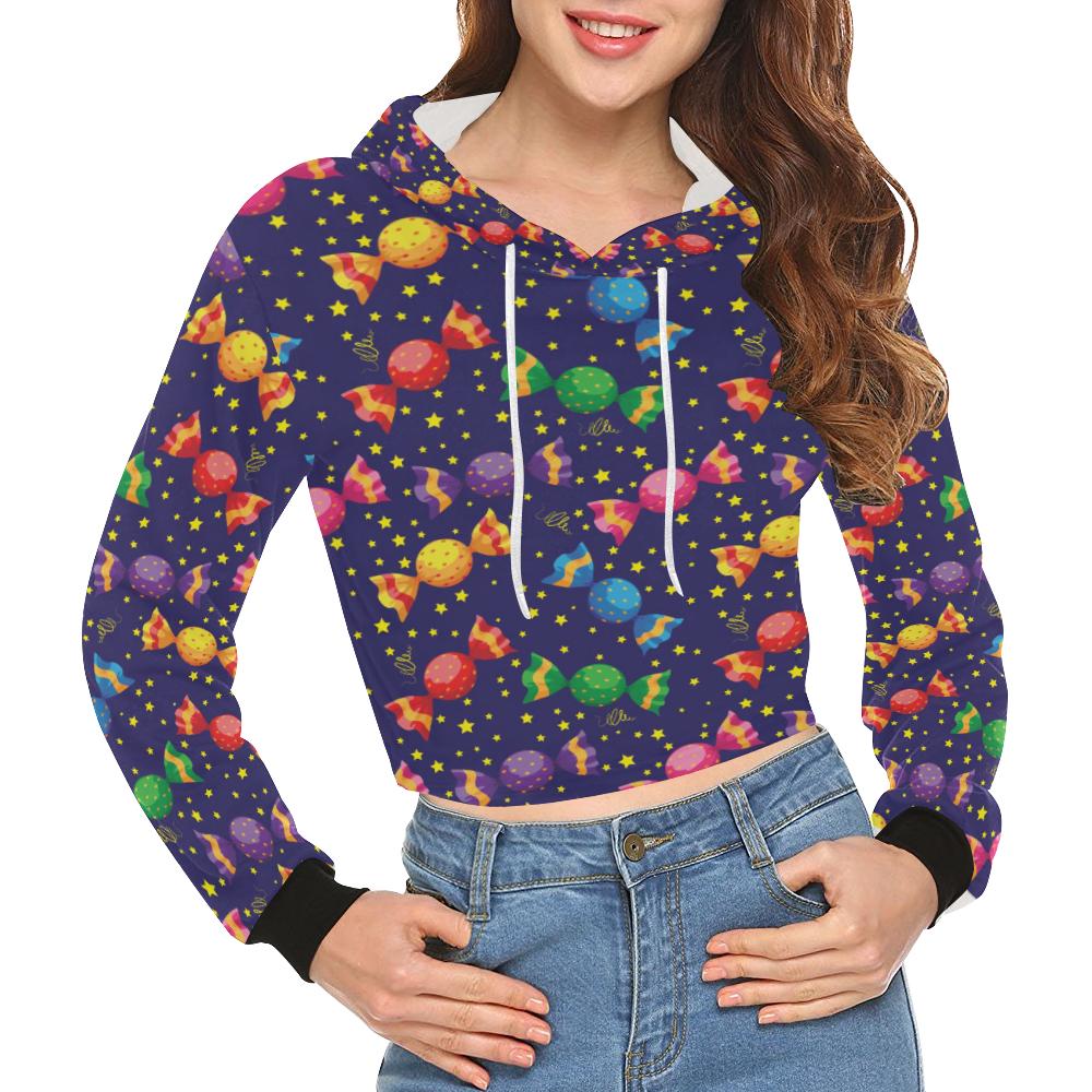 Candy Pattern Print Design Ca06 Women Cropped Hoodie