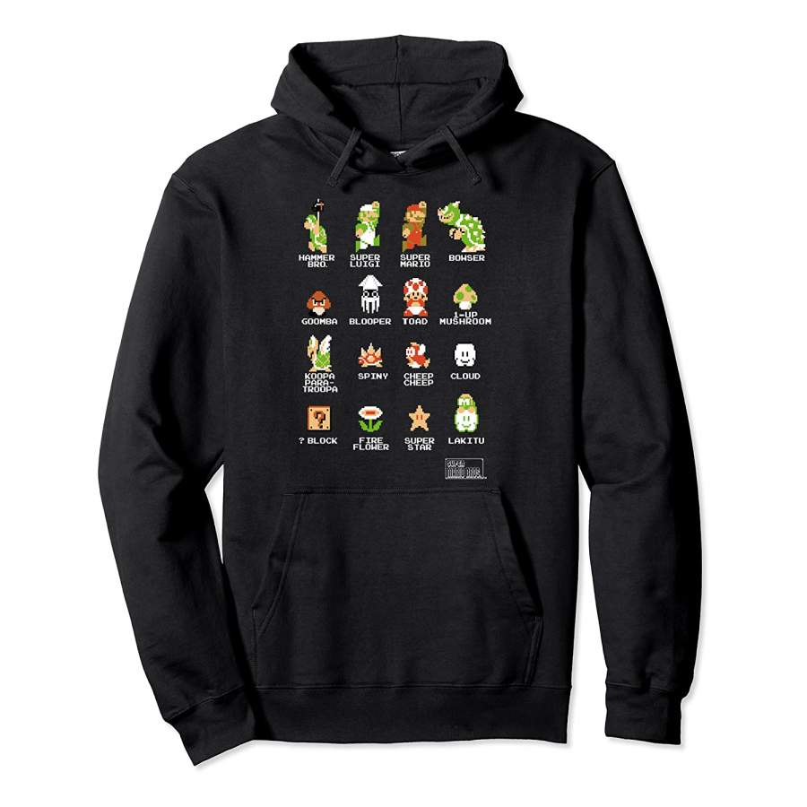 Super Mario 8-Bit Good & Bad Characters Graphic Hoodie Unisex 3D All Over Print