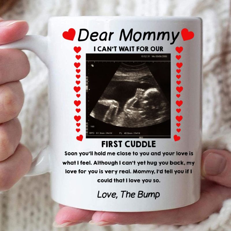 Personalized Ultrasound Baby Photo Gift Mug For New Mom, Mommy To Be